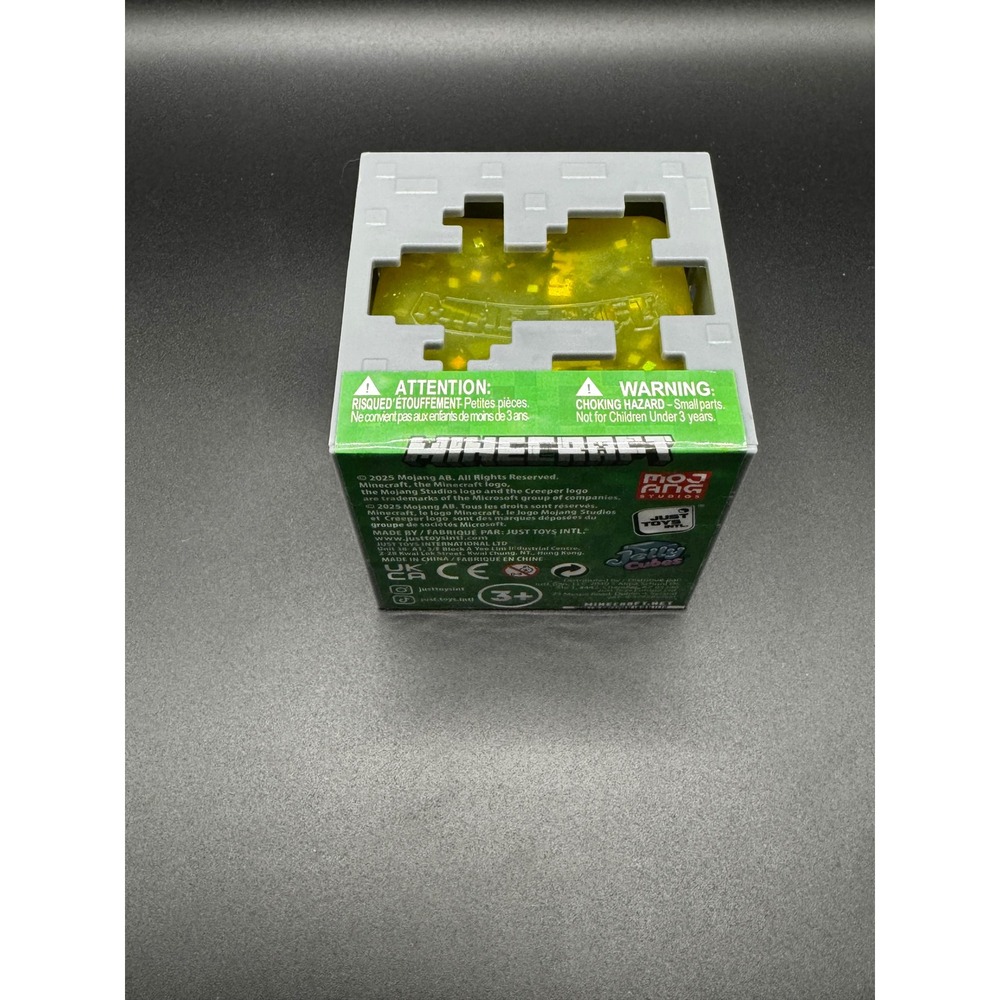 Minecraft Jelly Cubes Gold Ore Squishy Toy Just Toys Intl Mojang Grey Yellow